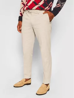 Spodnie męskie - Oscar Jacobson Spodnie materiałowe Danwick 5176 4305 Beżowy Slim Fit - grafika 1