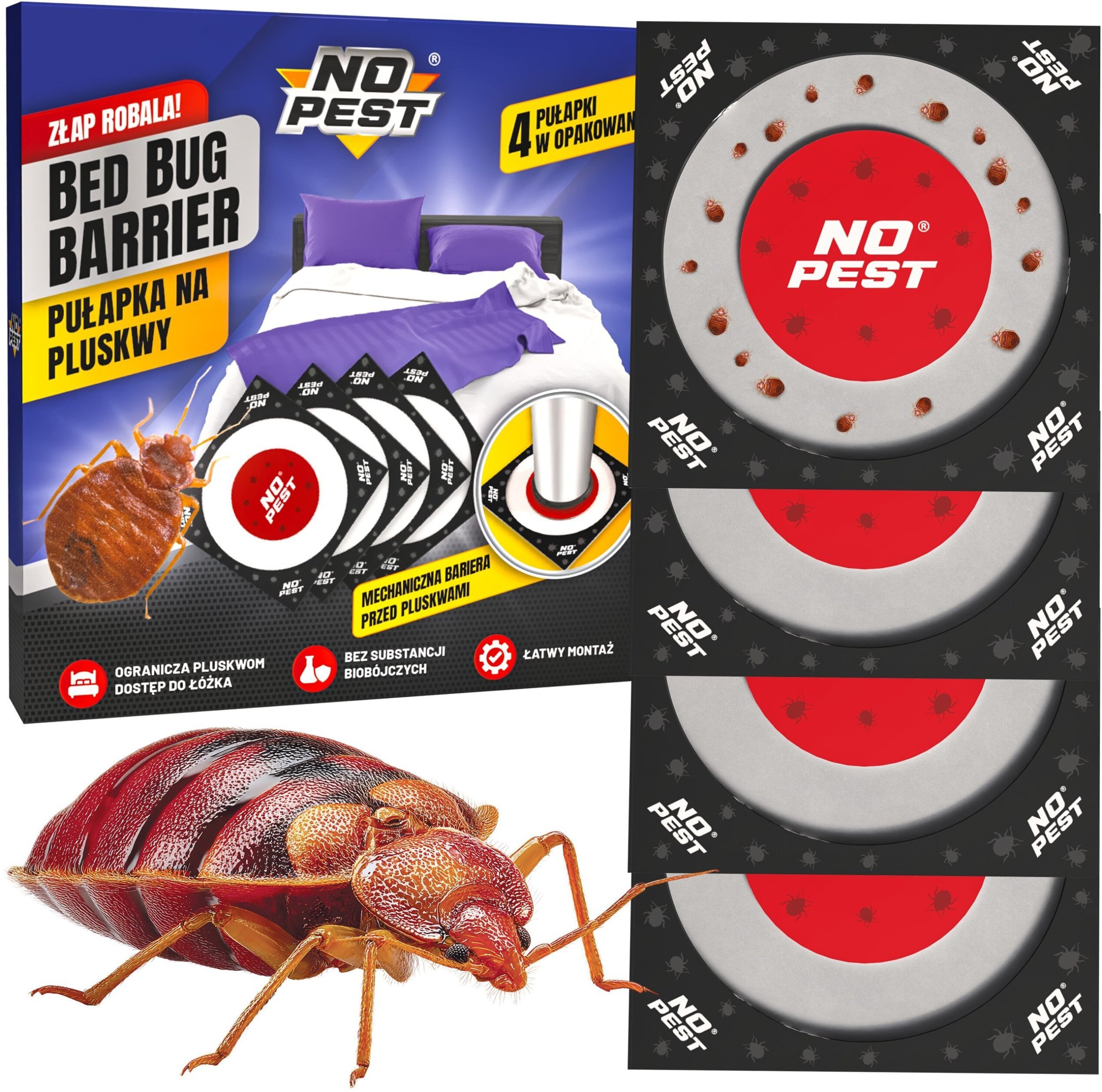 Pułapka Lepowa Lep na Pluskwy Domowe Przeciw Pluskwom Pod Nogi Łóżka