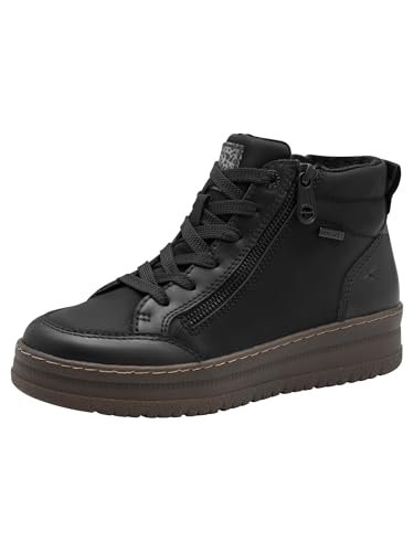 TAMARIS Comfort damskie buty Lace Boot Flat Duo-tex modne kozaki, Black Comb, 36 EU, czarny Comb, 36 EU