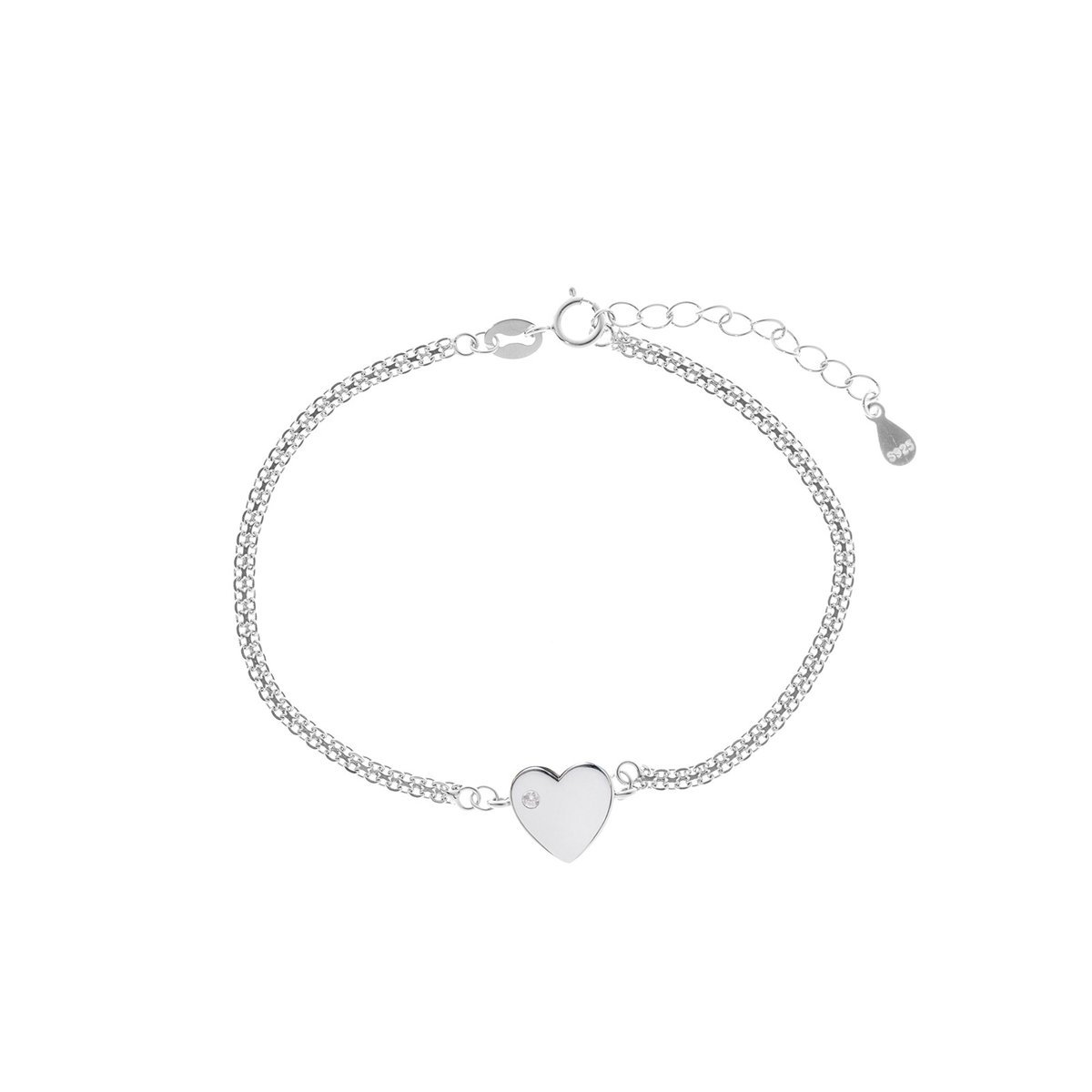 Srebrna bransoletka 925 Serce z Cyrkonią