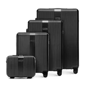 Walizki - Komplet walizek z polikarbonu czarny - miniaturka - grafika 1