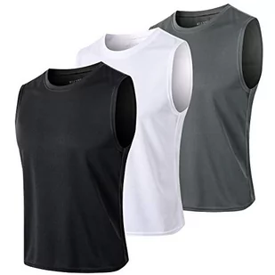 MEETYOO Tank top męski, koszulka sportowa bez rękawów podkoszulek fitness bez rękawów koszulka do biegania na siłowni, czarny + gery + biały, XL - Koszulki sportowe męskie - miniaturka - grafika 1