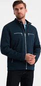 Kurtki męskie - Kurtka męska Ombre Męska kurtka typu biker ze stójką i kieszeniami granatowa V1 OM-JALP-0157 XXL - miniaturka - grafika 1
