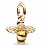 Wisiorki - CHARMS złoty srebro do bransolet modułowych zawieszka SERCE PSZCZOŁA C555 - miniaturka - grafika 1