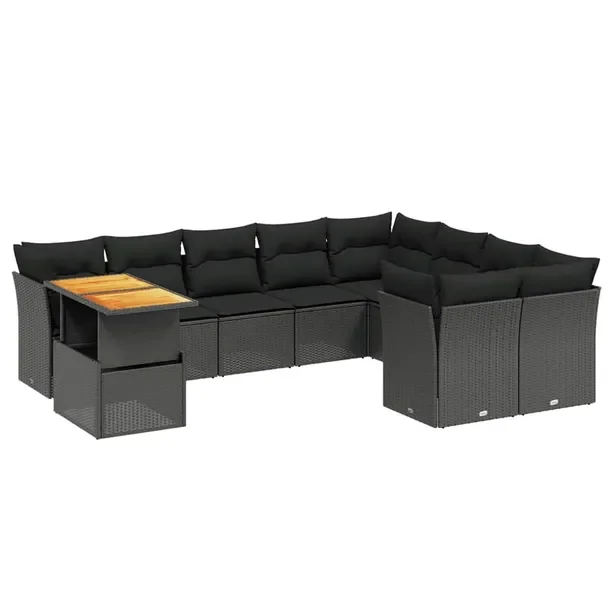 Zestaw mebli ogrodowych z rattanu PE, czarny, wymiary: 62x62x69 cm, 55x62x6