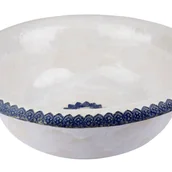 Umywalki - Ręcznie wykonana umywalka ceramiczna Marina – Okrągła, dekoracyjna umywalka nablatowa 40 x 14,5 cm Ekskluzywna umywalka łazienkowa - miniaturka - grafika 1