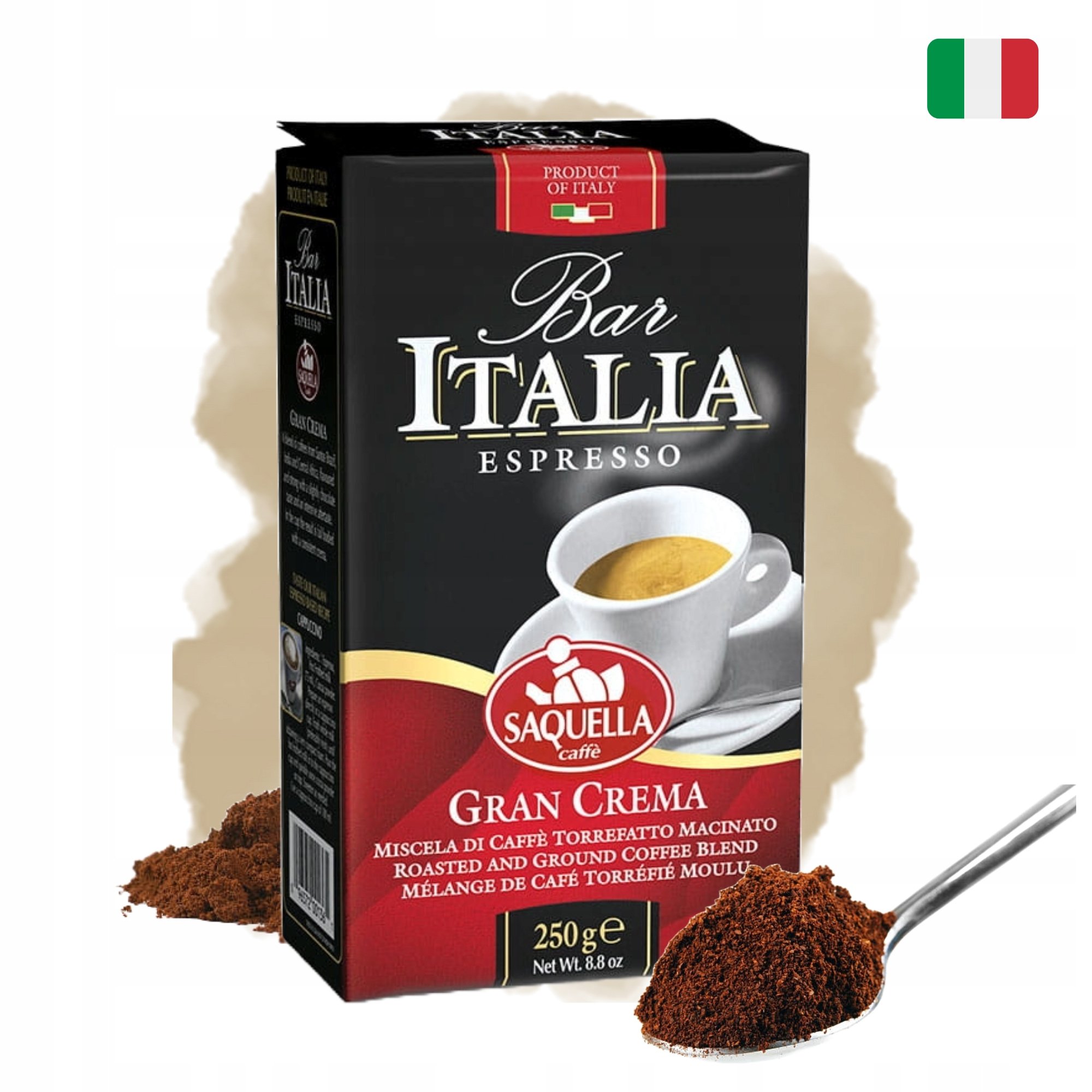 Bar Italia Espresso Kawa Gran Crema Mieszanka naturalnej kawy mielonej 250 g