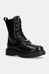 Love Moschino botki skórzane damskie kolor czarny na płaskim obcasie JA24194G0LJD0000 - Botki damskie - miniaturka - grafika 1