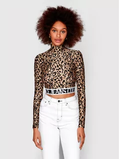 Bluzki damskie - Versace Jeans Couture Bluzka 72HAH6A7 Brązowy Slim Fit - grafika 1