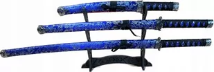 Zestaw 3-Mieczy Samurajskich / Katan (motyw BLUE) + Składana Podstawka Stołowa. - Miecze i maczety - miniaturka - grafika 1