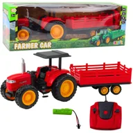Zabawki zdalnie sterowane - Traktor Farmerski Z Przyczepą Zdalnie Sterowany RC Czerwony LEAN Toys - miniaturka - grafika 1