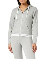Bluzy damskie - Calvin Klein Top Hoodie Full Zip Bluza z kapturem Kobiety, Szary, M - miniaturka - grafika 1