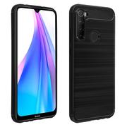 Etui i futerały do telefonów - Wzmocnione Elastyczne Etui Xiaomi Redmi Note 8T Szczotkowane Carbon Efekt Czarne - miniaturka - grafika 1