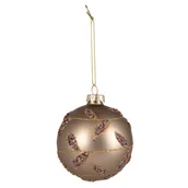 Bombki - Bombka szklana dekorowana brokatem i koralikami gałązka 8 cm złoty - miniaturka - grafika 1