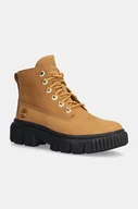 Botki damskie - Timberland workery skórzane Greyfield damskie kolor brązowy na płaskim obcasie TB0A5RP42311 - miniaturka - grafika 1