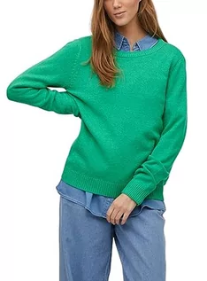 Swetry damskie - Vila Damski sweter z dzianiny, okrągły dekolt, jasnozielony, S - grafika 1