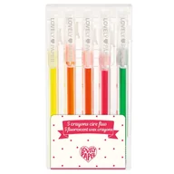 Przybory szkolne - Zestaw 5 neonowych woskowych kredek w etui DD03791 - miniaturka - grafika 1