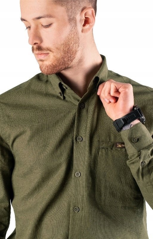 B Tagart Koszula męska Lenny lniana w kolor zielony L 41/42 długi rękaw