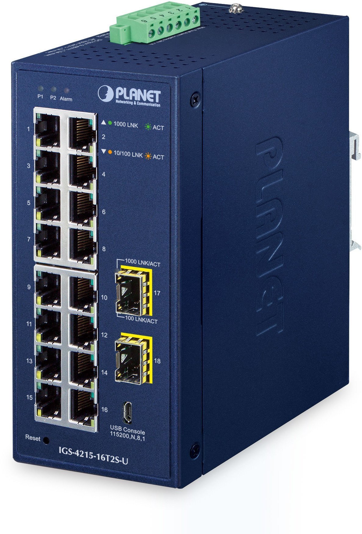 Planet IGS-4215-16T2S-U IP30 Industrial L2/L4 16-Port 10/100/1000T + 2-Port 100/1000X SFP Managed Switch IGS-4215-16T2S-U