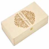 Zestawy do wina - Skrzynka jasna XL na wino z grawerem dla pary na ślub rocznicę p - miniaturka - grafika 1