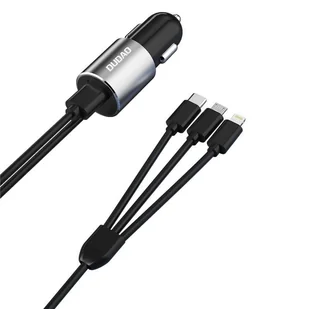 Dudao 3w1 ładowarka samochodowa USB 3,4 A wbudowany kabel Lightning / USB Typ C / micro USB czarny (R5ProN black) - Kable USB - miniaturka - grafika 1