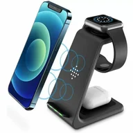 Ładowarki do telefonów - Bezprzewodowa Ładowarka, 3 W 1, 18 W, Składana, Indukcyjna Stacja Ładująca Do Apple Watch 7/6/Se/5/4/3/2, Iphone 12/13/11/X/Xr/8, Airpods 3/2/Pro (C.. - miniaturka - grafika 1