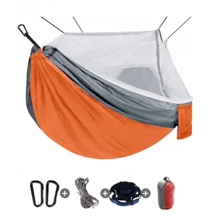 HAMAK Kempingowy 250kg OGRODOWY z MOSKITIERĄ Dwuoosobowy 260x140cm ODPORNY - Hamaki - miniaturka - grafika 1