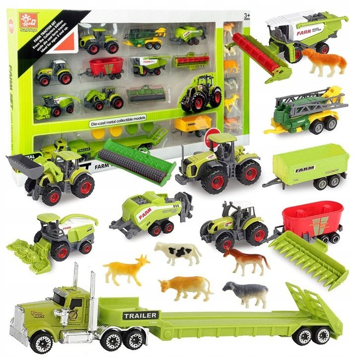 Zestaw Rolniczych Pojazdów z Figurkami Zwierząt dla Małych Farmerów Kombajn Traktor