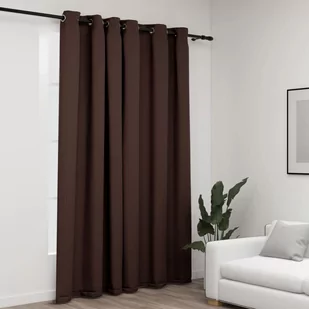 vidaXL Zasłony stylizowane na lniane, z przelotkami, taupe, 290x245 cm - Zasłony - miniaturka - grafika 1
