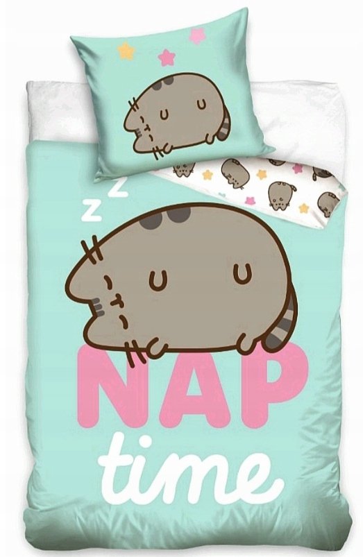 Pościel Dziecięca 160x200cm Pusheen Zielona Kotka Puszin Nap Time Śpioszek