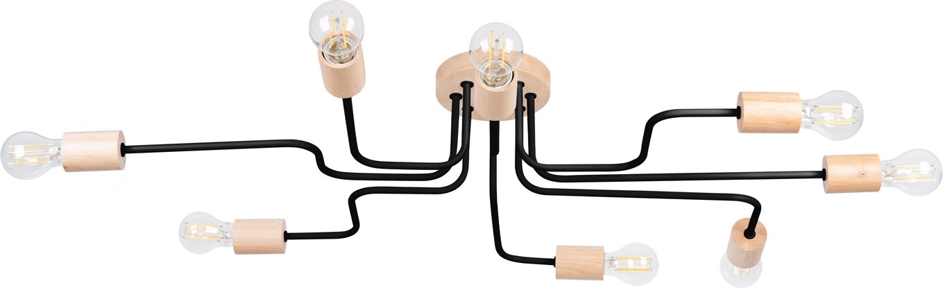 Żyrandol TIMBO 8 czarny 8xE27 15W stal/drewno 16.5x60x100cm Sollux Lighting