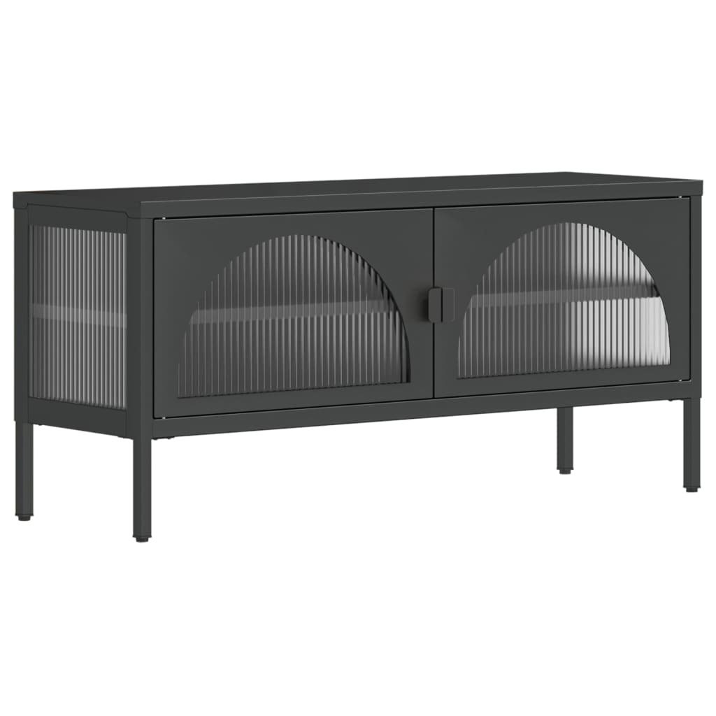 vidaXL Szafka pod telewizor czarna 105x35x50 cm szkło i stal