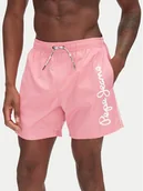 Kąpielówki męskie - Pepe Jeans Szorty kąpielowe Logo PMB10419 Różowy Regular Fit - miniaturka - grafika 1