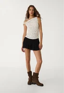 Koszulki i topy damskie - Stradivarius Asymetryczna koszulka z marszczeniami w grochy Jasnoszary M - miniaturka - grafika 1