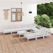 Meble ogrodowe - vidaXL 11-cz zestaw wypoczynkowy do ogrodu biały drewno sosnowe 3083270 - miniaturka - grafika 1