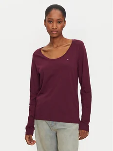 Tommy Hilfiger Bluzka UW0UW05228 Bordowy Regular Fit - Bluzki damskie - miniaturka - grafika 1