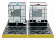 Pojemniki przemysłowe - Duża Wanna Wychwytowa Pod 4 Ibc (16 Beczek) - Platforma Robocza Z Kratownicą 1200L Żółty Powyżej 401 L. Z Kratownicą 4 Pojemniki Ibc 312 Cm X 252 Cm X - miniaturka - grafika 1