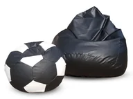 Pufy i podnóżki - Pufa sako XXXXL worek czarna + gratis piłka czarno-biała - miniaturka - grafika 1