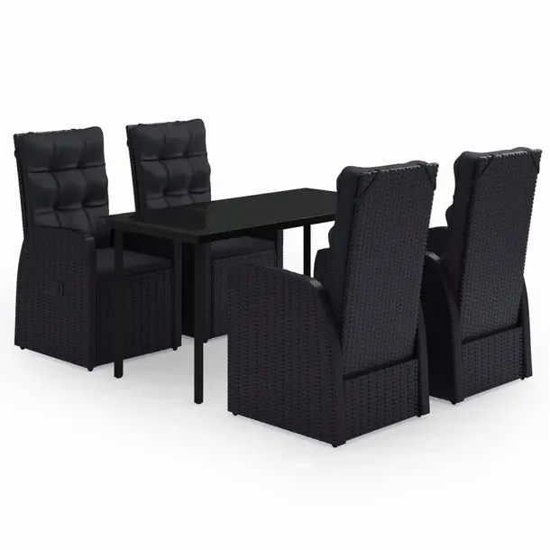 Stylowy zestaw mebli ogrodowych czarny, stół 140x70x74 cm, krzesła 57x73