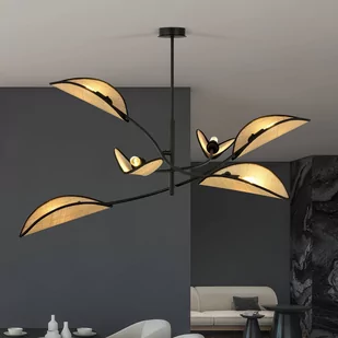 Emibig LOTUS 6 BLACK/RATTAN 1108/6 lampa sufitowa żyrandol oryginalny Design abażury 1108/6 - Lampy sufitowe - miniaturka - grafika 3