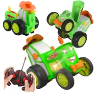 Zabawki zdalnie sterowane - TRAKTOR ZDALNIE STEROWANY CIĄGNIK RC ZIELONY AUTO ŚWIECI SKACZE AKUMULATOR - miniaturka - grafika 1