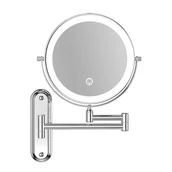 Lusterka do makijażu - Lustro do makijażu montowane na ścianie 20 cm z 3-kolorowym ściemniaczem, 5-krotne powiększenie, srebrne - miniaturka - grafika 1