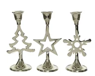 Świeczniki - Świecznik aluminiowy z brokatem na święta 16cm - miniaturka - grafika 1