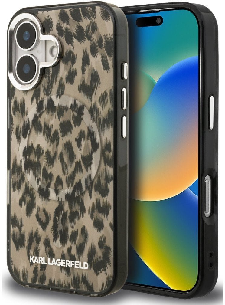 Case Karl Lagerfeld IML Leopard Pattern MagSafe for iPhone 16 brown