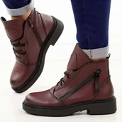 Botki damskie - Bordowe skórzane botki damskie Sergio Leone Bt25200S - miniaturka - grafika 1