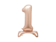 Balony i akcesoria - Balon foliowy stojący cyfra 1 różowe złoto - 76 cm - 1szt. - miniaturka - grafika 1