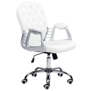 Fotel biurowy, krzesło biurowe Beliani Krzesło biurowe regulowane ekoskóra białe PRINCESS - Fotele i krzesła biurowe - miniaturka - grafika 1