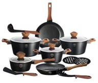 Zestawy garnków i patelni - Komplet czarnych garnków z przyborami kuchennymi H3-F95 - miniaturka - grafika 1