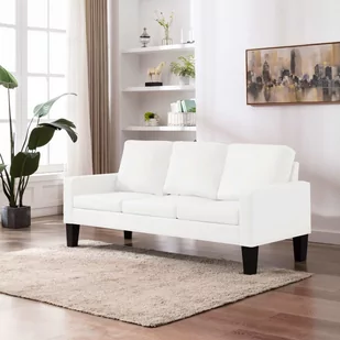vidaXL 3-osobowa sofa, biała, sztuczna skóra - Sofy i kanapy - miniaturka - grafika 1