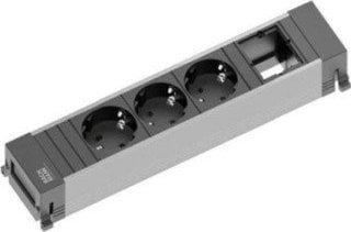 Bachmann Bachmann POWER FRAME 916.006, 3x protective contact socket, 1x custom module black/grey, medium